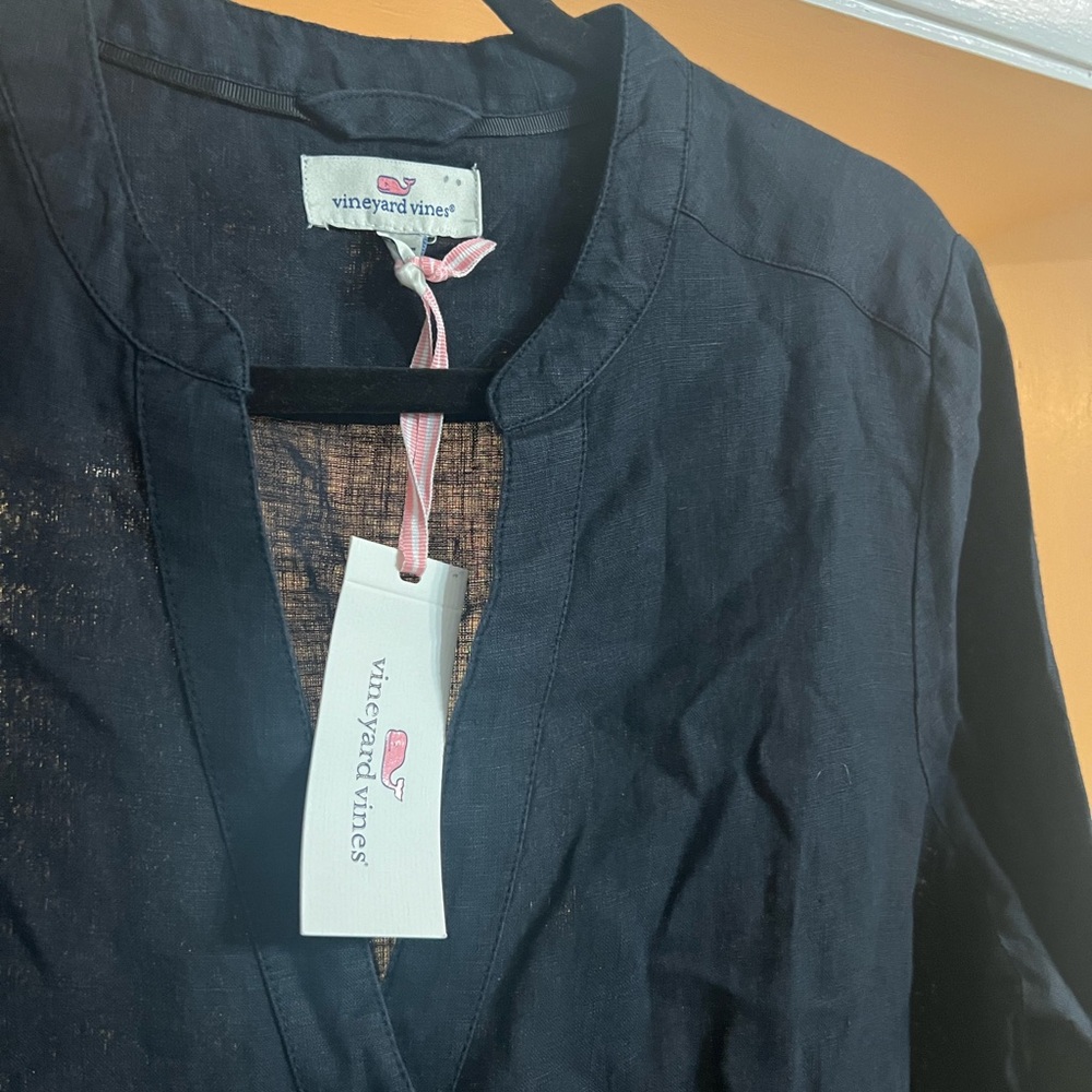NWT vineyard vines black linen cover up - Picture 6 of 10